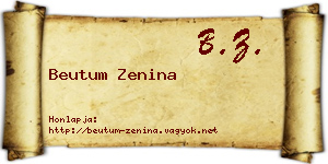 Beutum Zenina névjegykártya